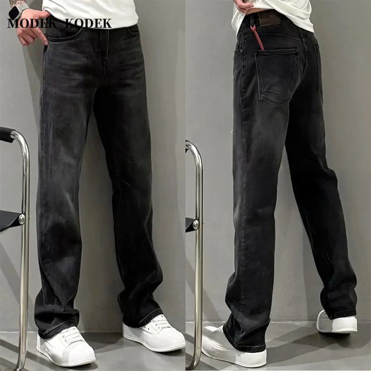 MODEK KODEK高品质潮牌直筒宽松潮流牛仔裤男士春夏复古水洗长裤