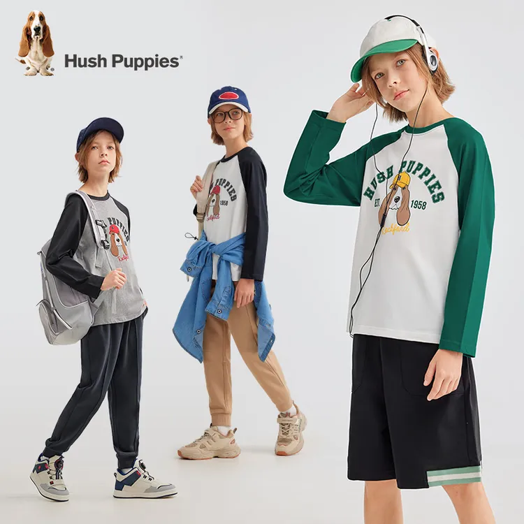 S暇步士童装秋季新款儿童长袖上衣宽松圆领衫DR