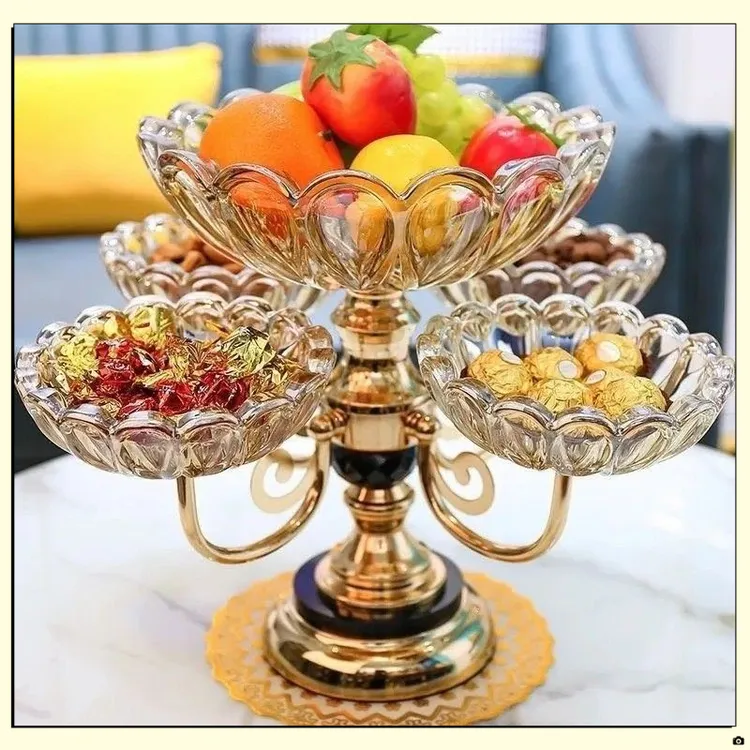 欧式高档多层网红水果盘现代家用客厅茶几创意轻奢零食糖果盘TTY