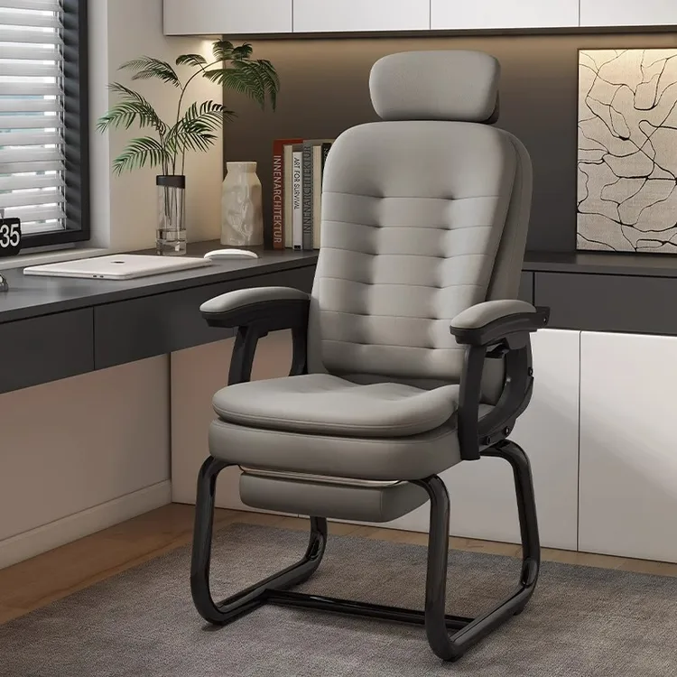 办公椅弓形椅家用工学座椅电脑椅固定腿舒服久坐书桌椅可躺靠背椅