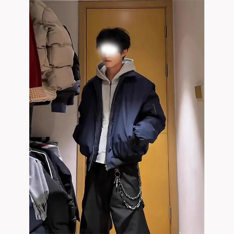 行星世界藏青色翻领短款外套男款bomber美式cleanfit飞行员夹克