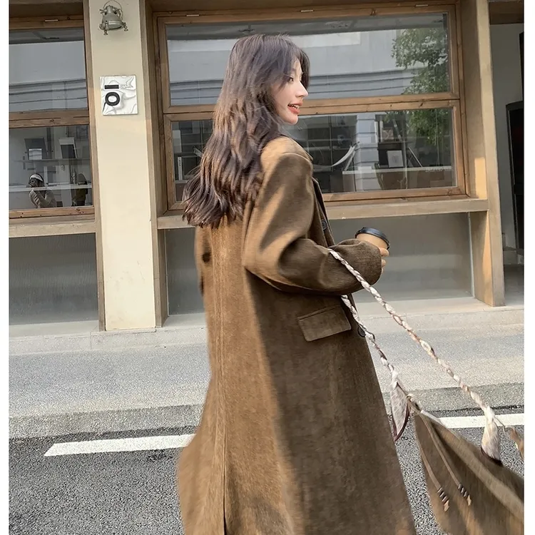 美拉德时尚正肩新国标90羽绒大衣女冬装新款高级感大衣外套咖啡色