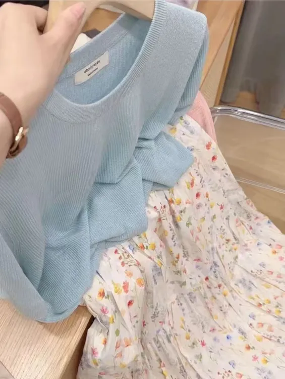七言家外贸单！高品#水肤蓝原单亚麻短袖7018