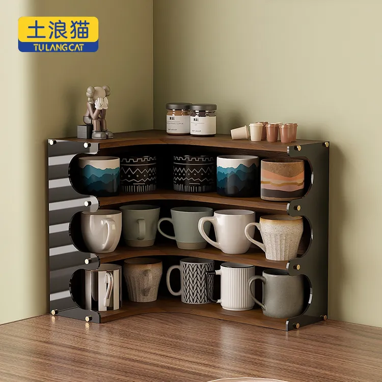 经济实用现代简约原木色多层多功能创意卧室家用转角置物架收纳架