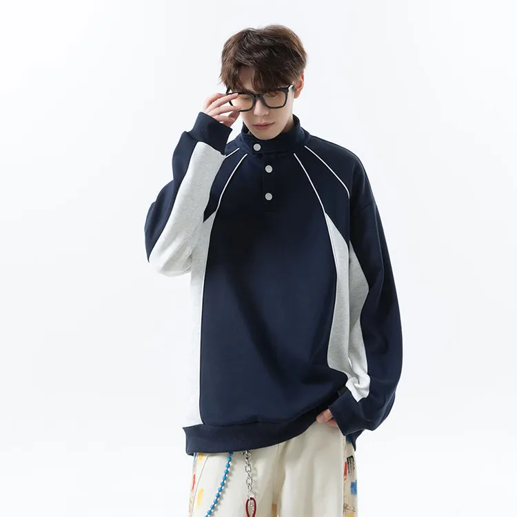 青少年秋冬季加绒加厚卫衣初中学生半高领打底衫大童男孩内搭上衣