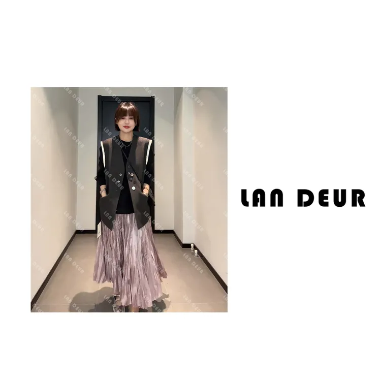 JIUJIU【温柔模版】新款春夏季休闲百搭大裙摆百褶裙显瘦压褶半身裙