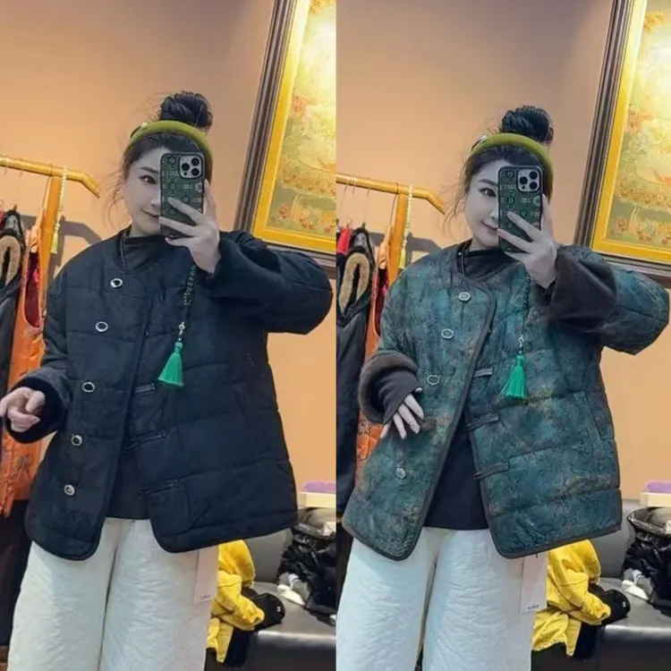 上新价~深圳293加棉棉服南油高定小皮扣棉外套时尚大码女装棉服