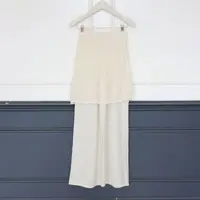 2509052【壁虎姐】GECKO秋冬新款米杏色拼接休闲风长款松紧高腰长裤