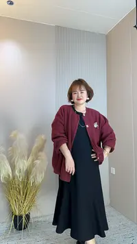 【五爱专属】休闲宽松短款上衣秋冬季圆领慵懒风女毛针织衫开衫款