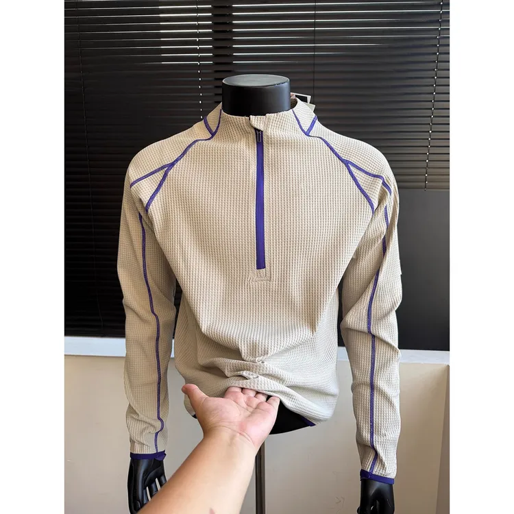 美式半拉链卫衣男秋季潮牌哈苏线长袖t恤户外跑步运动骑行服外套