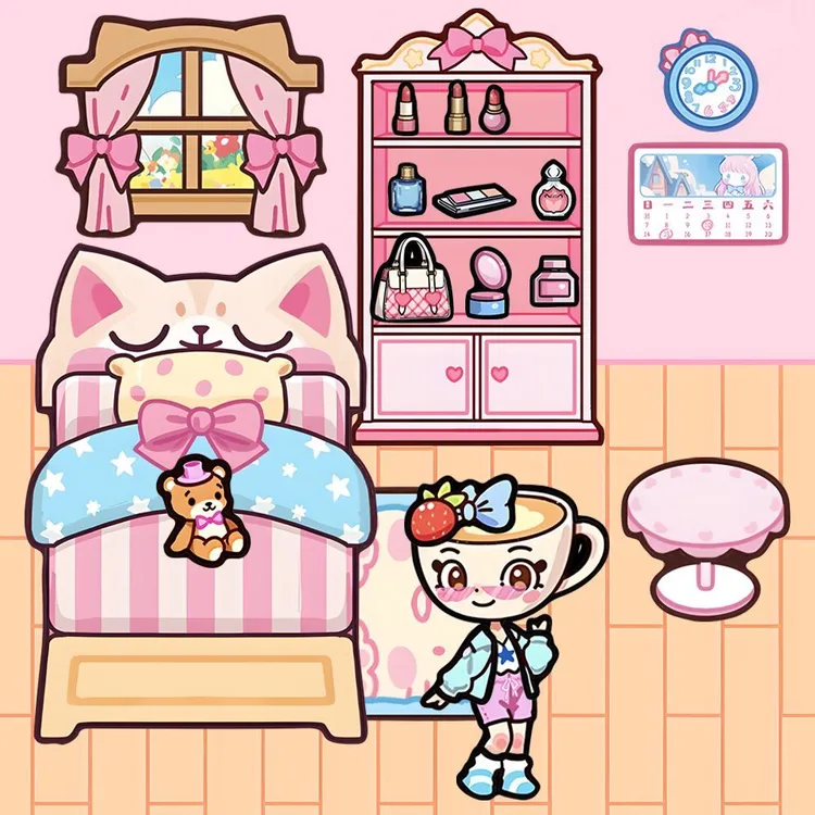 山海经造景贴纸可爱卡布奇诺小姐场景贴纸趣味儿童咕卡素材diy