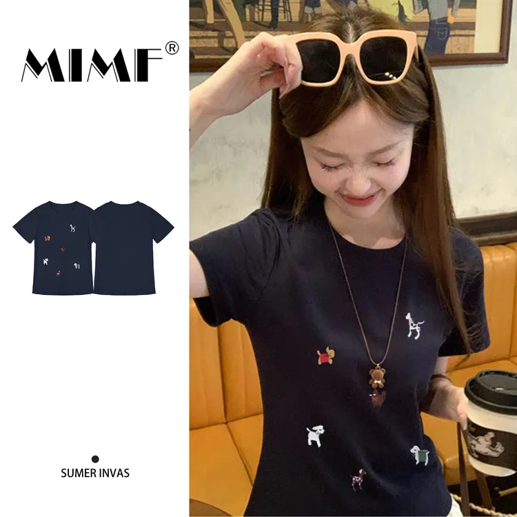 mnmf小众设计感夏季宽松修身显瘦圆领辣妹纯欲风上衣纯棉ins百搭