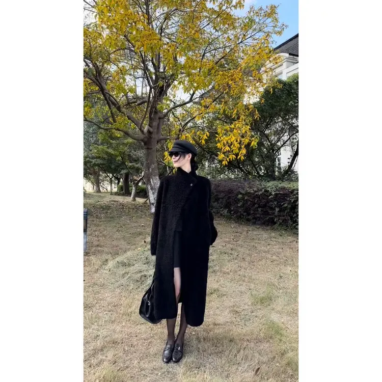 【寒冬守护者】皮毛长款100%羊毛外套