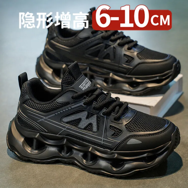 厚底隐形内增高10cm男鞋夏季高级感运动休闲百搭黑武士老爹潮鞋子