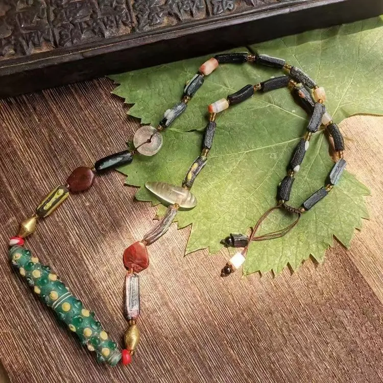 非金属铅玻璃吊坠 复古长款毛衣链民族风配饰