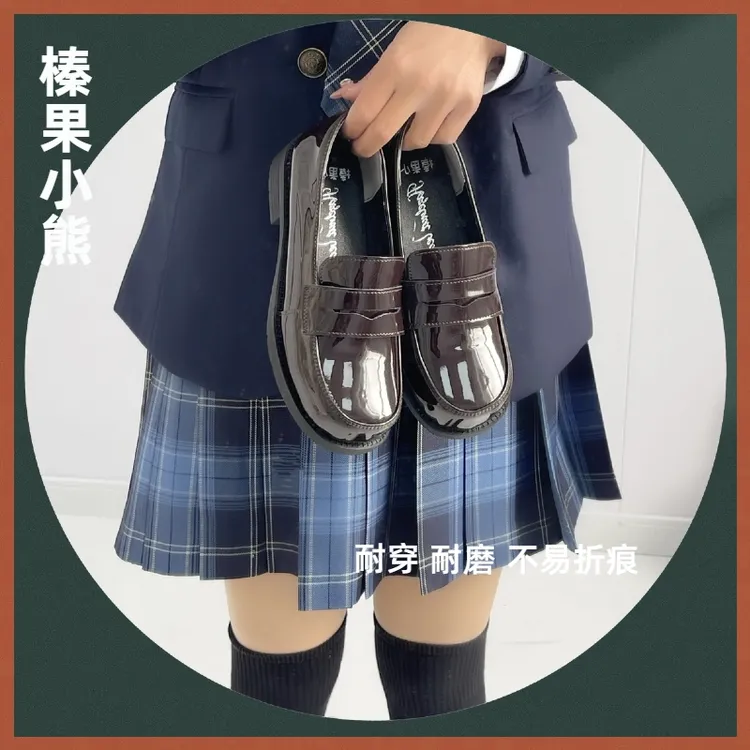 现货榛果小熊原创基础JK制服学院鞋方头鞋高跟甜美女日系中口单鞋
