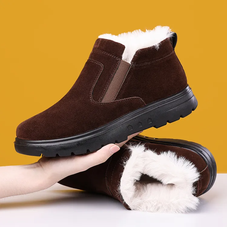 冬季高帮一脚蹬加厚防寒户外休闲鞋加绒保暖中老年男棉鞋软底防滑