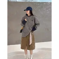 爱唯依（F）-条纹控！腊肠狗狗袖口拼接条纹T恤（JD90633#）JVV