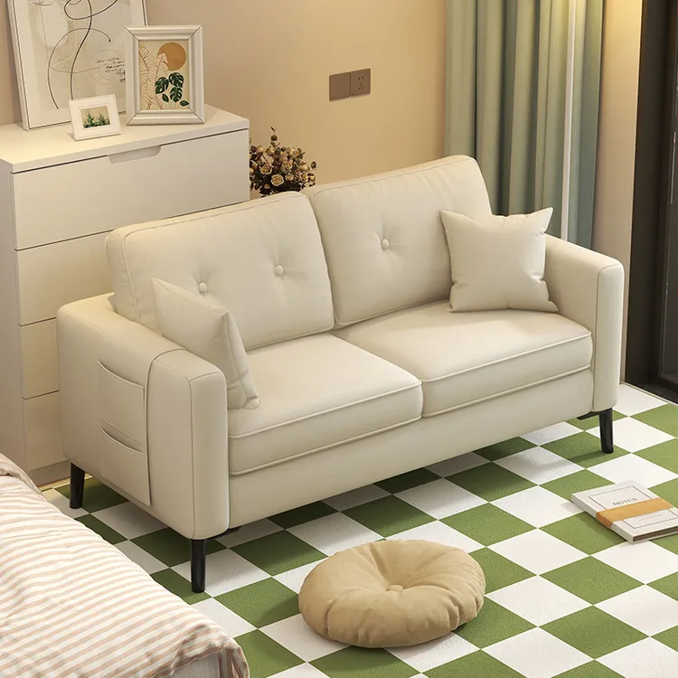 网红款出租房卧室双人沙发小户型经济型服装店二人两人皮艺小沙发