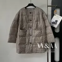 VV&AA 复古质感亚麻圆领休闲设计羽绒服 ABJ4847