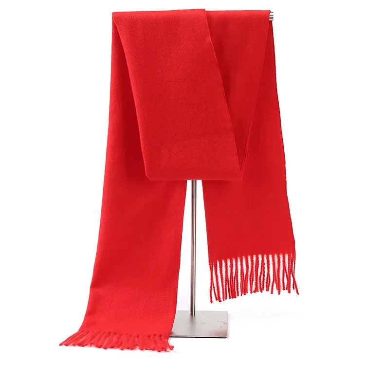 中国红围巾开业年会同学聚会议庆典礼品双面绒围巾批肩围脖