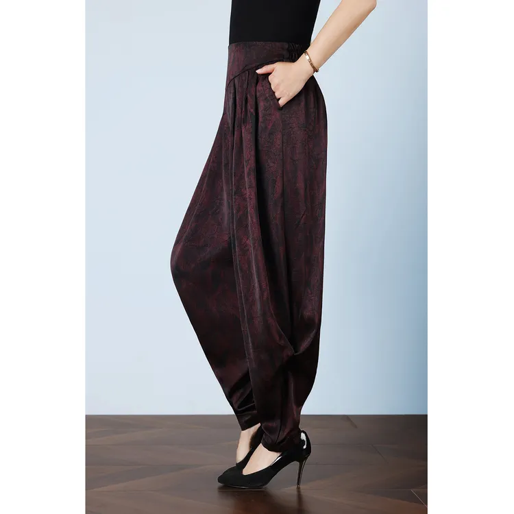 夏大码宽松显瘦阔腿萝卜裤哈伦裤女松紧腰长裤子女夏妈妈灯笼裤子