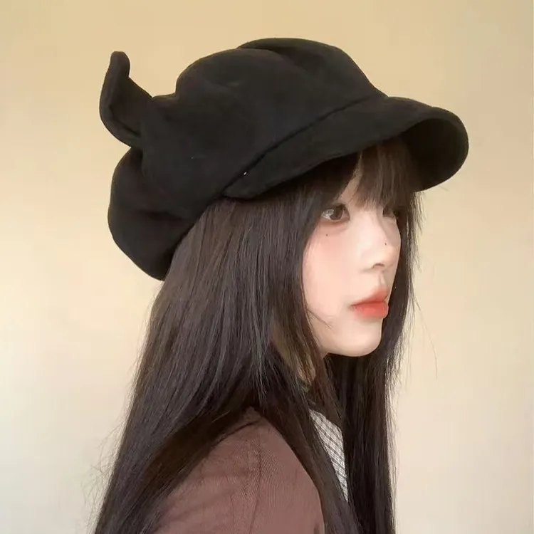 原创设计六种戴法百搭猫耳贝雷帽帽子宝藏显脸小贝雷帽鸭舌帽子女