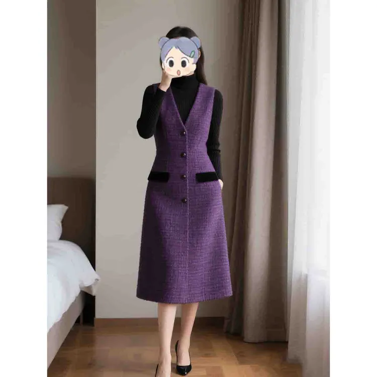 初春装新款女装复古气质高端背心连衣裙子通勤女士优雅洋气小香风