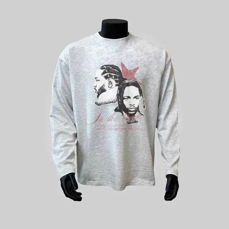 300克重磅！百搭复古长袖t恤青少年高街宽松韩版上衣ins小众港风