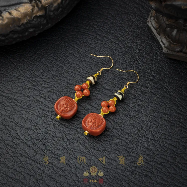C藏宝阁Y员格格UFDE07/虎牙/南红扎基耳坠（多样性发）