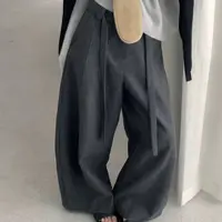 高端复古毛呢阔腿裤女秋季2025新款高级感垂感休闲直筒裤