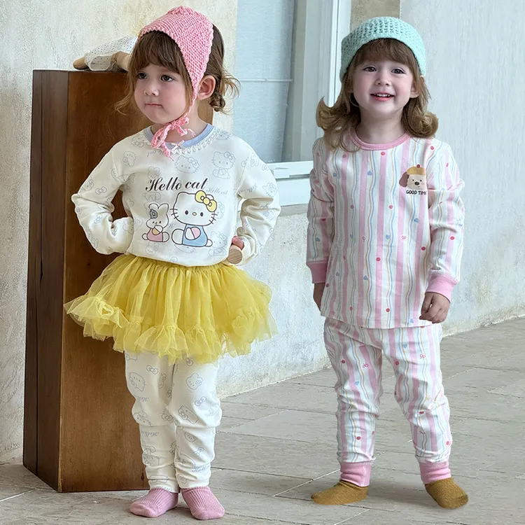 【200-300克】儿童秋冬新款A类韩系莱卡加厚保暖秋衣秋裤家居服套装