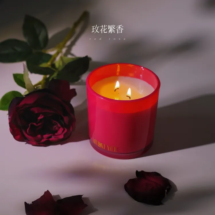 【玫花繁香】净含量383g大克重香薰蜡烛|还原度100的生花玫瑰情侣香