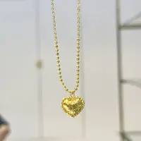 X/Q【碎冰大爱心套链】足金999精工5G