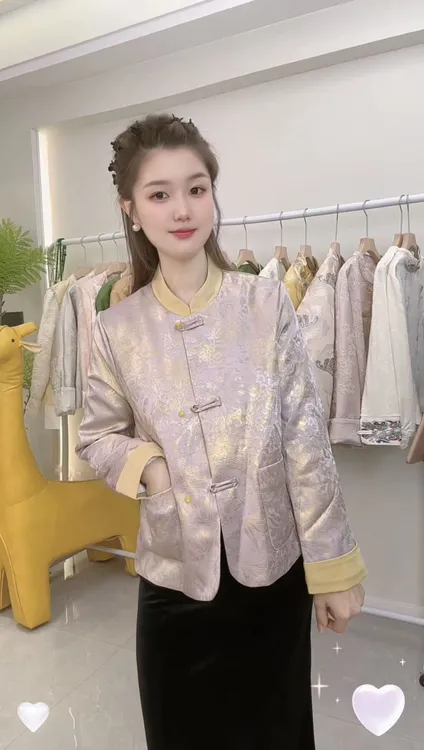 秋季复古新中式时尚外套女装提花设计师唐装中国风-150