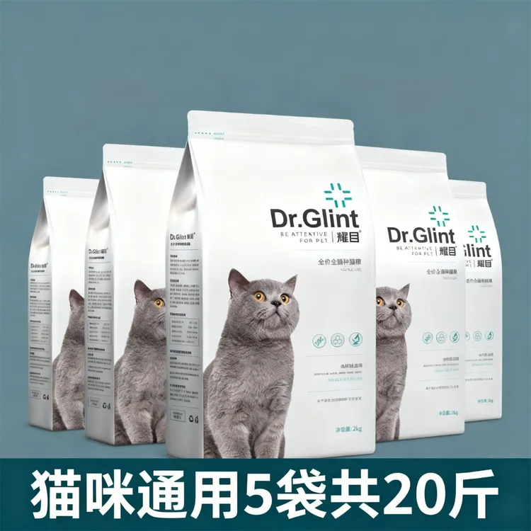 耀目猫粮20斤16幼猫成猫通用型靓毛去泪增肥发腮天然营养健康10kg