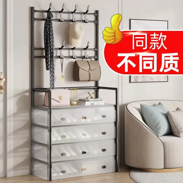 简易防尘鞋架衣帽架一体多层大容量家用门口出租房宿舍收纳置物架