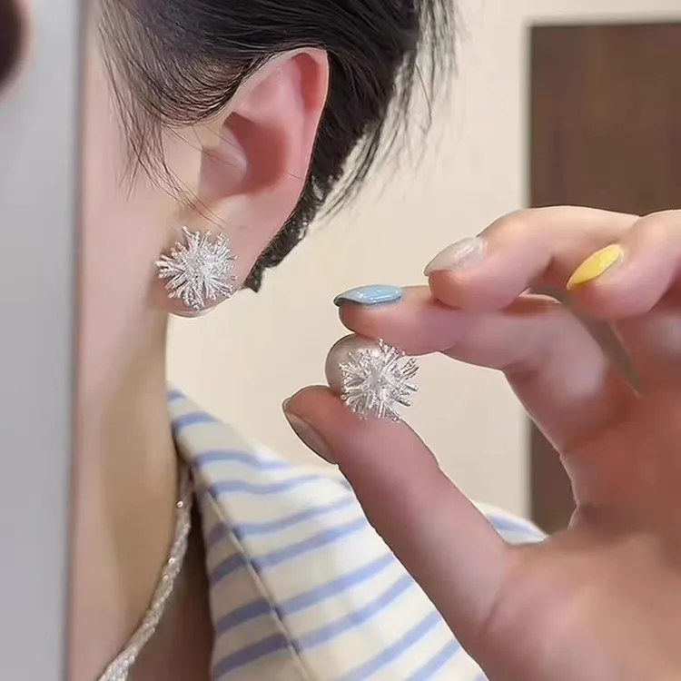 合金耳饰 烟花珠珠耳环女一款两戴气质轻奢高级感耳钉2025新潮