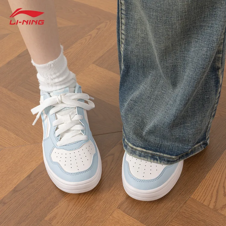 李宁初云女鞋板鞋秋冬新款蓝色时尚百搭休闲小白鞋厚底增高运动鞋