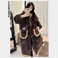 法兰绒睡衣女秋冬2025新款加绒加厚保暖学院风可外穿家居服套装