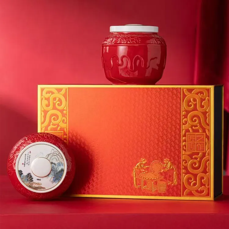 金骏眉红茶双陶瓷罐茶叶礼盒装250g 过年送礼【匠心】2款颜色随机