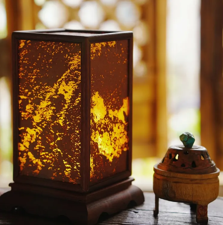 国风血檀木创意新中式复古手工古典古风岩板氛围灯茶室古韵