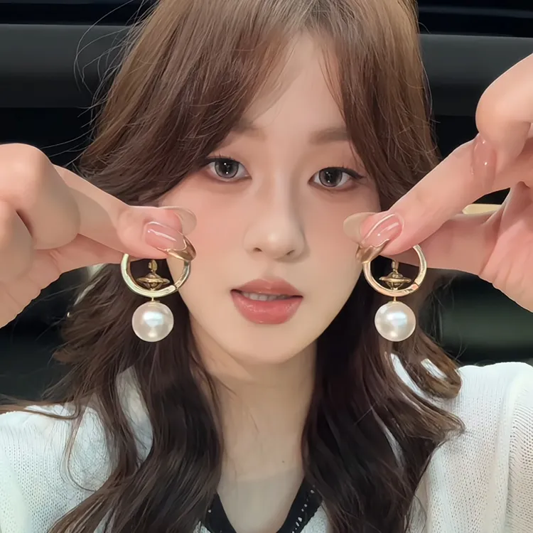 铜合金仿珍珠耳饰 复古星球珍珠耳环女轻奢小众高级感耳扣耳坠