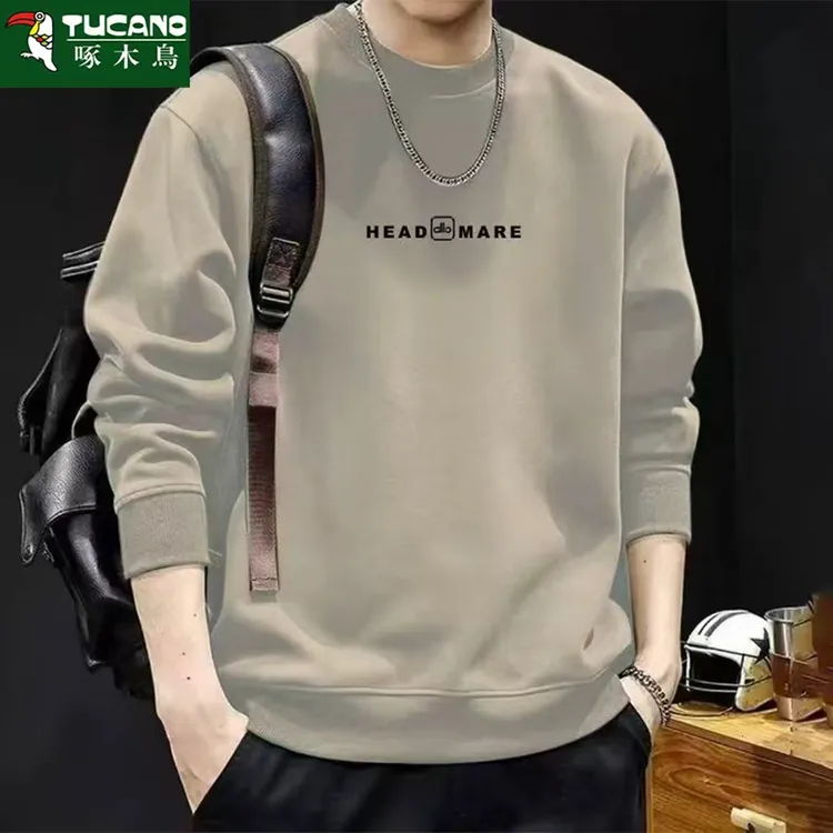 啄木鸟秋冬季长袖卫衣圆领印花商务卫衣百搭透气秋季常规款卫衣