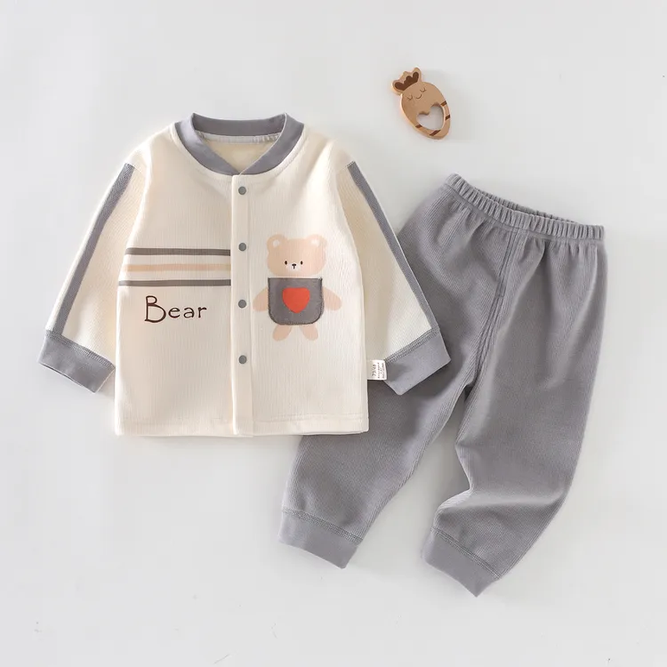 秋冬季新款婴幼儿衣服套装儿童宝宝保暖服无骨可拆裆裤加绒加厚