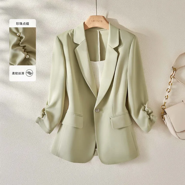 IHIMI/海谧2025年春季新款女装简约气质时尚小个子韩版西装外套