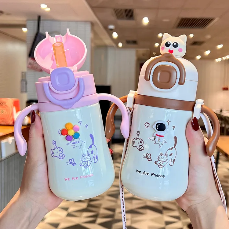 儿童保温杯小月龄一岁宝宝新款水杯喝水杯婴幼儿吸管两用刻度奶瓶