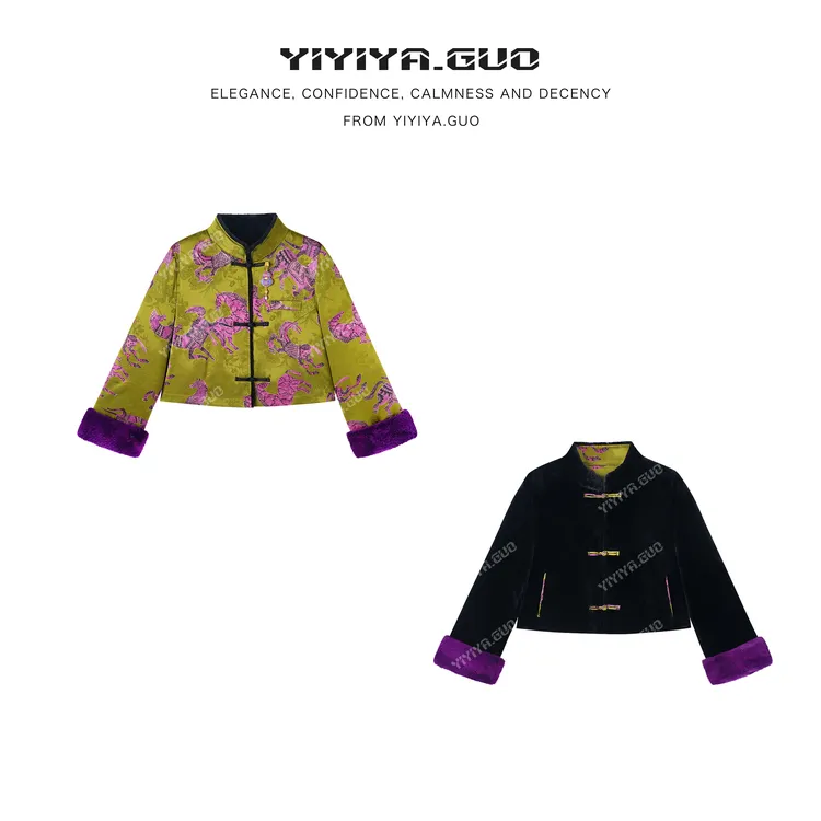 yiyiya.Guo艺艺吖【盛世紫竹】立领提花双面穿水貂外套080101SS52