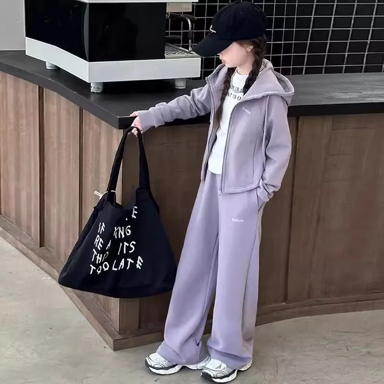 秋款儿童套装新款时髦洋气中大儿童女孩网红休闲两件套女童气质