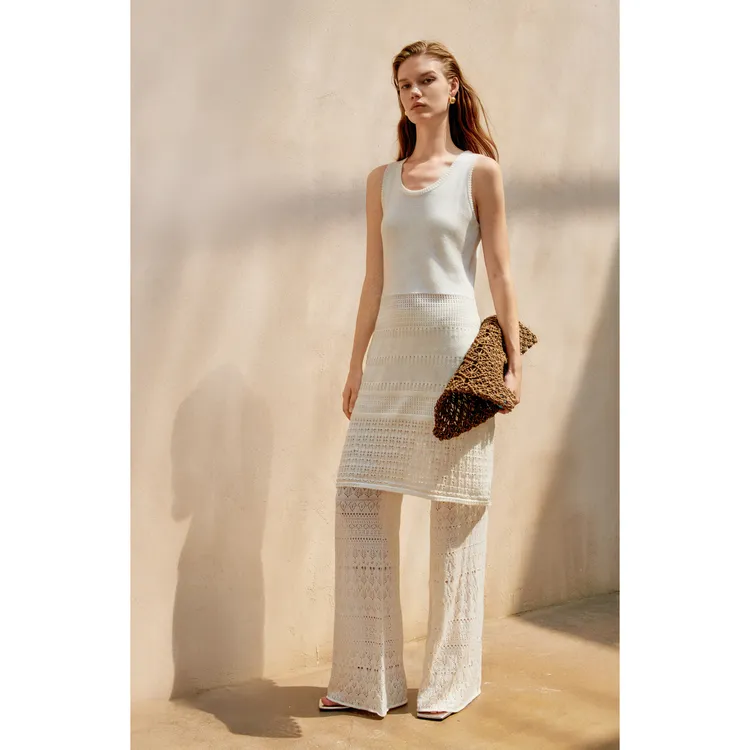 LYNEE 镂空背心式针织中长裙挑孔高腰长裤LGD2FSK067/LGD2FSK061